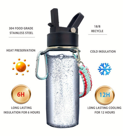 Insulated Water Bottle 16oz - Stainless Steel Vacuum Tumbler with Fun Printed Designs - Leak-Proof Kids & Teen Water Bottle, Perfect Gift for Students, Boys, Girls & Outdoor Activities
