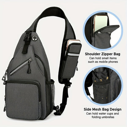 Crossbody Bag for Women & Men, Large Capacity Single Shoulder Bag with Zipper, Lightweight Multi-Pocket Design, Casual Sling Bag for Travel, Hiking, Work & Daily Use – Multiple Colors Available