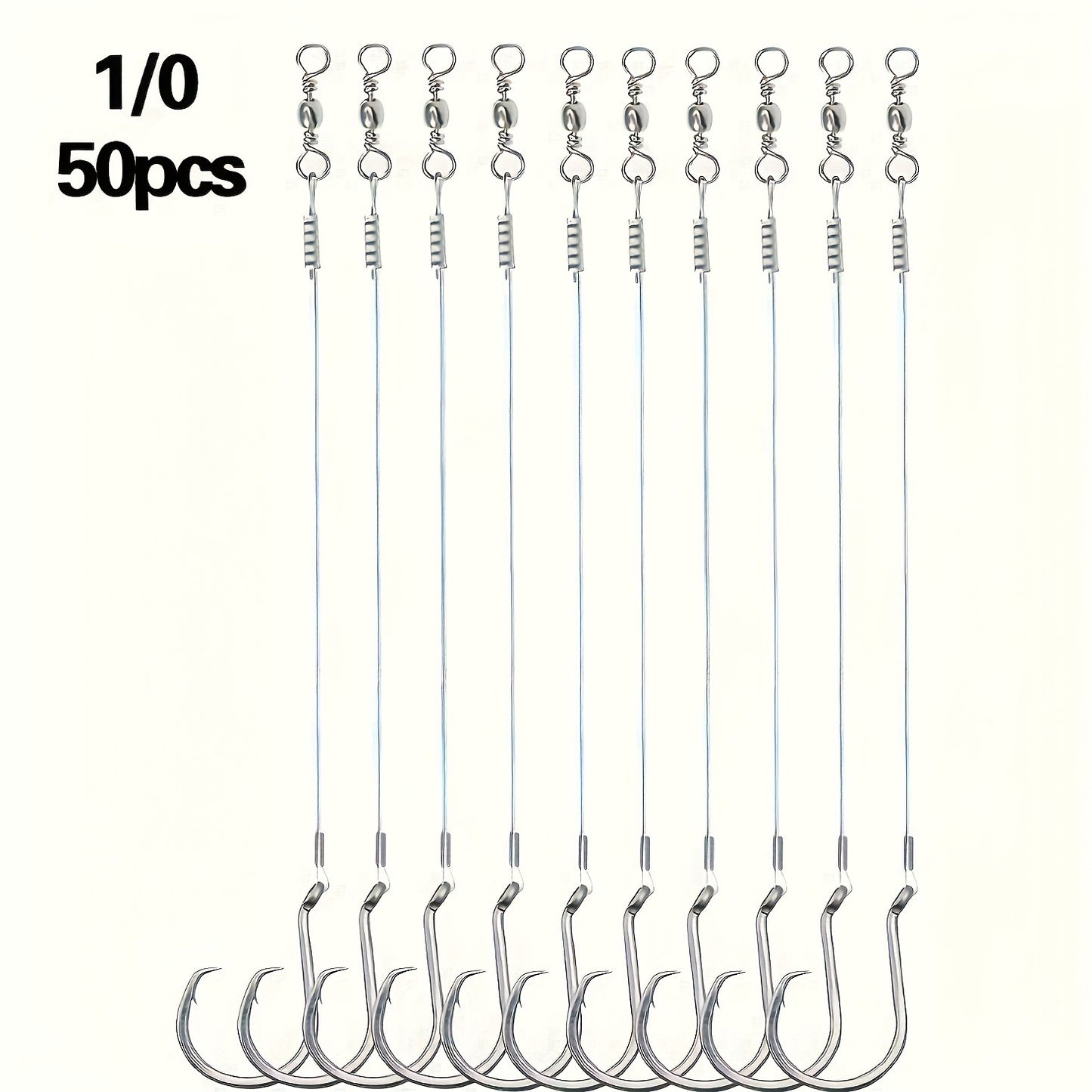 Circle Hooks 50pcs – Octopus Offset Steel Fishing Hooks for Catfish, Bass, Saltwater & Freshwater, Size 1/0 to 7/0