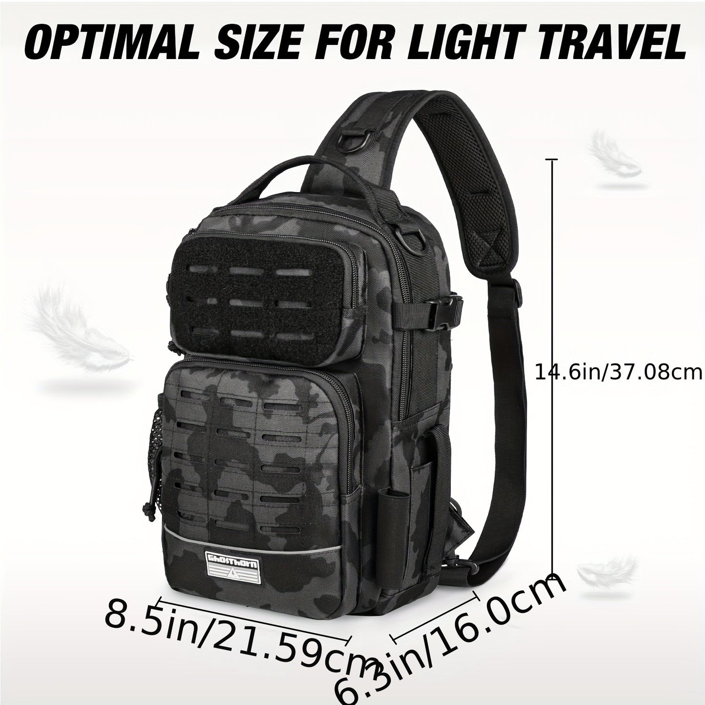 Camouflage Fishing Shoulder Bag with Zipper – Tactical Outdoor Gear Bag for Fishing Tackle, Hunting & Camping, Multi-Pocket Crossbody Bag, Available in Green Camo, Black Camo, Black & Khaki, Gift Box Option