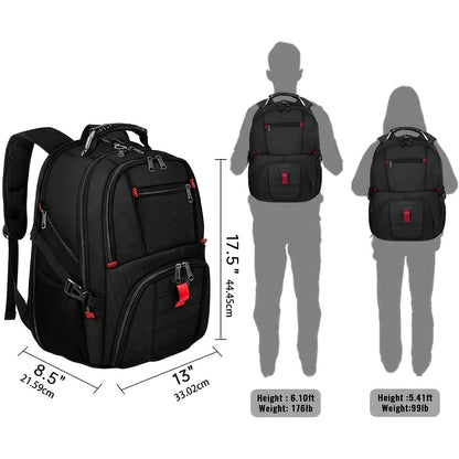 Large Laptop Backpack 50L – Fits 17 Inch Computer, Airline Approved Carry On, 3-Compartment Travel & College Backpack for Men Women | 8 Colors, Breathable Mesh Straps