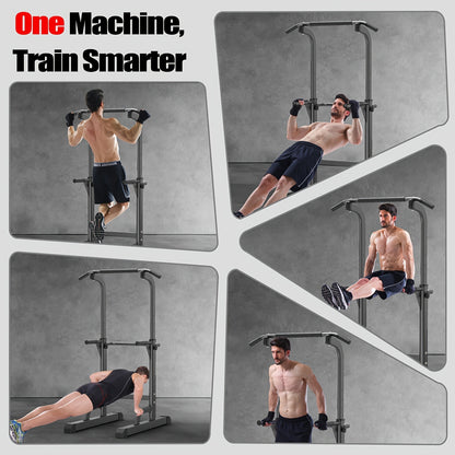 Power Tower Dip Station with Pull Up Bar – Adjustable Height Multi-Function Home Gym Strength Training Workout Station for Dips, Chin Ups, Push Ups, Leg Raises & Upper Body Exercise, 3 Models Available