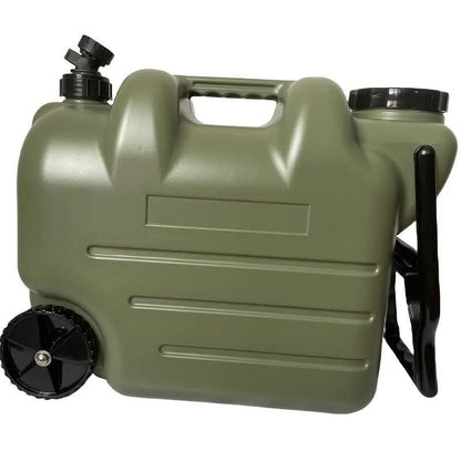 Portable Water Bucket with Wheels and Pull Rod 7.4 Gal 28L Large Capacity PE Square Water Container Collapsible Rolling Water Jug for Outdoor Camping Hiking Picnic Emergency Water Storage