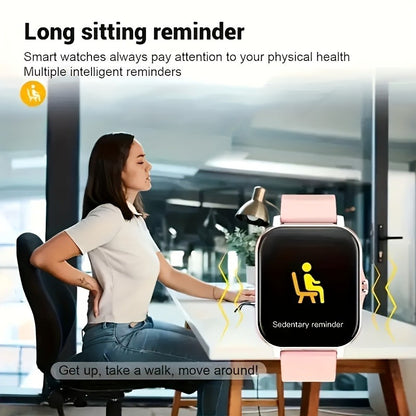Bluetooth Calling Smartwatch with 1.83" Full Touch Screen, Multiple Sport Modes, Music Control & Sedentary Reminder – Fitness Tracker Watch Compatible with Android & iPhone for Men and Women, Dual Strap