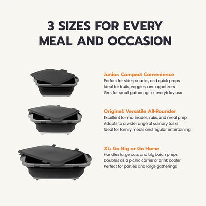 Collapsible BBQ Prep Tub 3-in-1 Grill Caddy – Cutting Board, Washing Basket & Prep Station | Food-Grade Plastic, Drainage Hole, Foldable for Camping & Outdoor Grilling