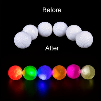 LED Golf Balls Glow in the Dark – 6 Pack Multi-Color Light Up Golf Balls for Night Play, Impact Activated, 40Hr Battery, Fun Gift for Men Women Beginners