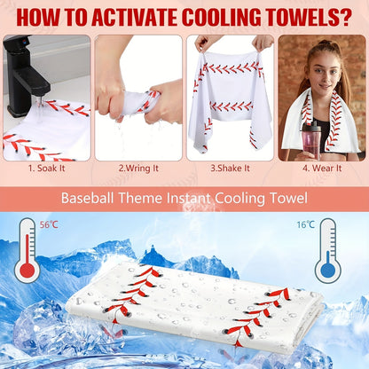 12 Pack Sport Cooling Towel Set 30"x9" Microfiber Chilly Sweat Rags for Baseball Softball Soccer Golf Gym Running Coach Team Gift - Breathable Quick Dry Ice Cold Towels for Athletes Men Women Kids