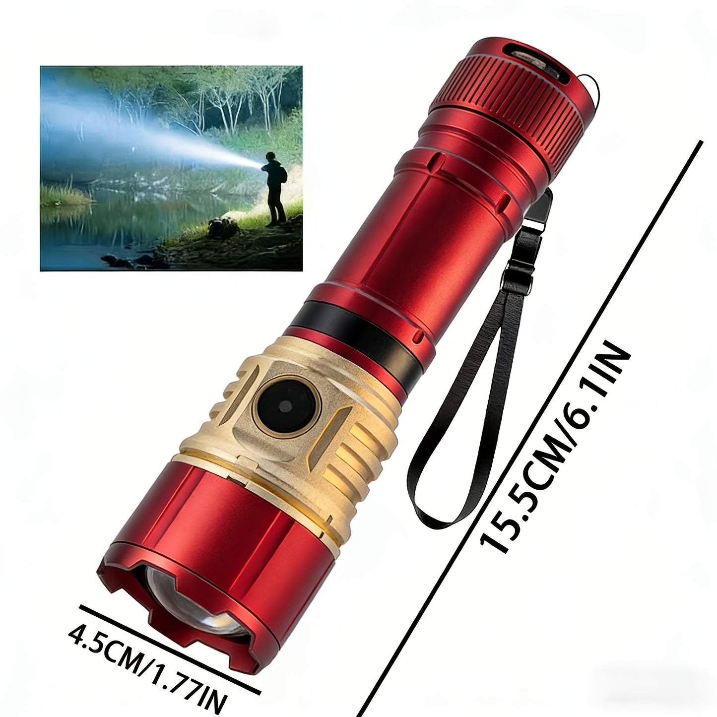 Tactical Flashlight with Fire Starter - Fresnel Lens Igniter, 3000 Lumen LED, 21700 Rechargeable Battery, Zoomable Aluminum Torch for Camping, Hiking, Emergency & Outdoor Survival