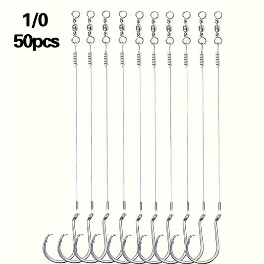 Circle Hooks 50pcs – Octopus Offset Steel Fishing Hooks for Catfish, Bass, Saltwater & Freshwater, Size 1/0 to 7/0