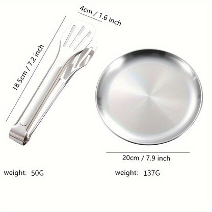 Camping Mess Kit 24pcs Stainless Steel Cutlery Set for 4 – Plates, Spoons, Forks, Serrated Knives & Cloth Napkins – Portable Dinnerware for Backpacking, Hiking & Picnic