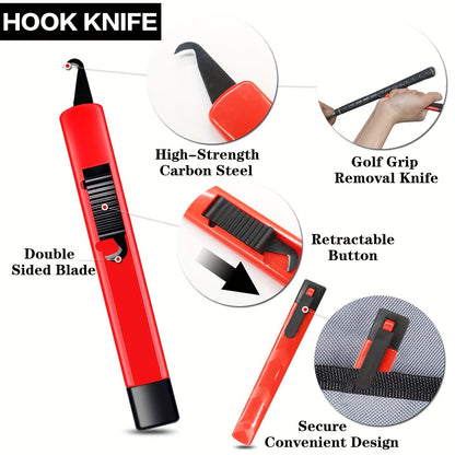 Golf Club Regripping Kit – Hook Blade, 15 Grip Tape Strips, 5oz Citrus Grip Solvent & Rubber Vise Clamp | Professional Golf Grip Replacement Tool Set