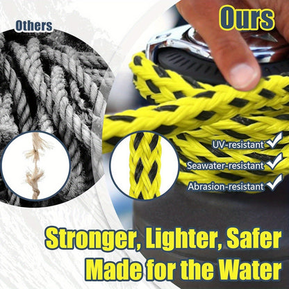 Heavy Duty Floating Tow Rope 60ft 2600lbs Breaking Strength 16-Strand UV Resistant Pre-Stretched for Towable Tubes Water Skis Wakeboards Kneeboards 1-3 Riders