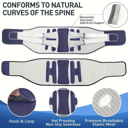 Lumbar Support Belt for Men & Women – Adjustable Lower Back Brace with Aluminum Alloy Reinforcement, Breathable Hook-and-Loop Waist Support for Gym, Office, Warehouse & Heavy Labor (M–XXXL)