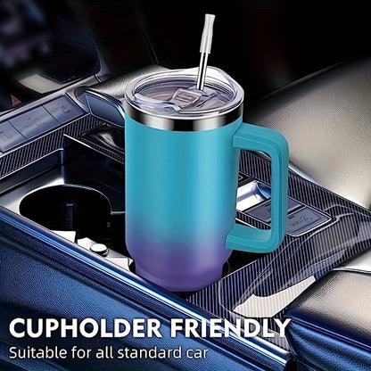 40oz Tumbler with Handle and Straw – Insulated Stainless Steel Water Bottle, Leak-Proof Lid, Cup Holder Friendly, 34H Cold / 8H Hot, Carrier Bag Included, Gift for Women & Men, 5 Colors (Sports, Gym, Travel)