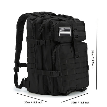 Hunting Rucksack Tactical Hiking Backpack Durable Polyester Multifunctional Camping Backpack with Utility Pocket Zipper Chest Adjustment Straps for 3 Day Trekking Outdoor Sports Hunting Black Green Khaki
