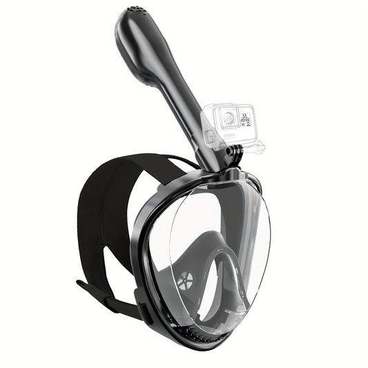 Full Face Snorkel Mask Panoramic – Large Frame Silicone Dry Top, Anti-Fog Wide View, Camera Mount, Waterproof Diving Mask for Adults Scuba Snorkeling L/XL
