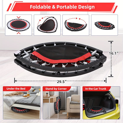Mini Trampoline Rebounder 40" for Adults 330LB Capacity with Balance Bar Indoor Outdoor Fitness Cardio Exercise Trampoline
