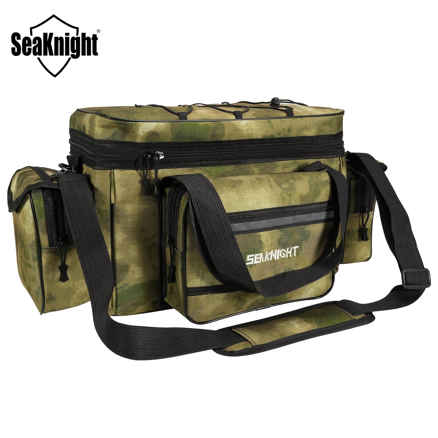 Fishing Tackle Bag Camo Durable Nylon Shoulder Carry Zipper Fishing Gear Storage Bag for Hiking Travel Outdoor Fishing Camouflage Multiple Colors