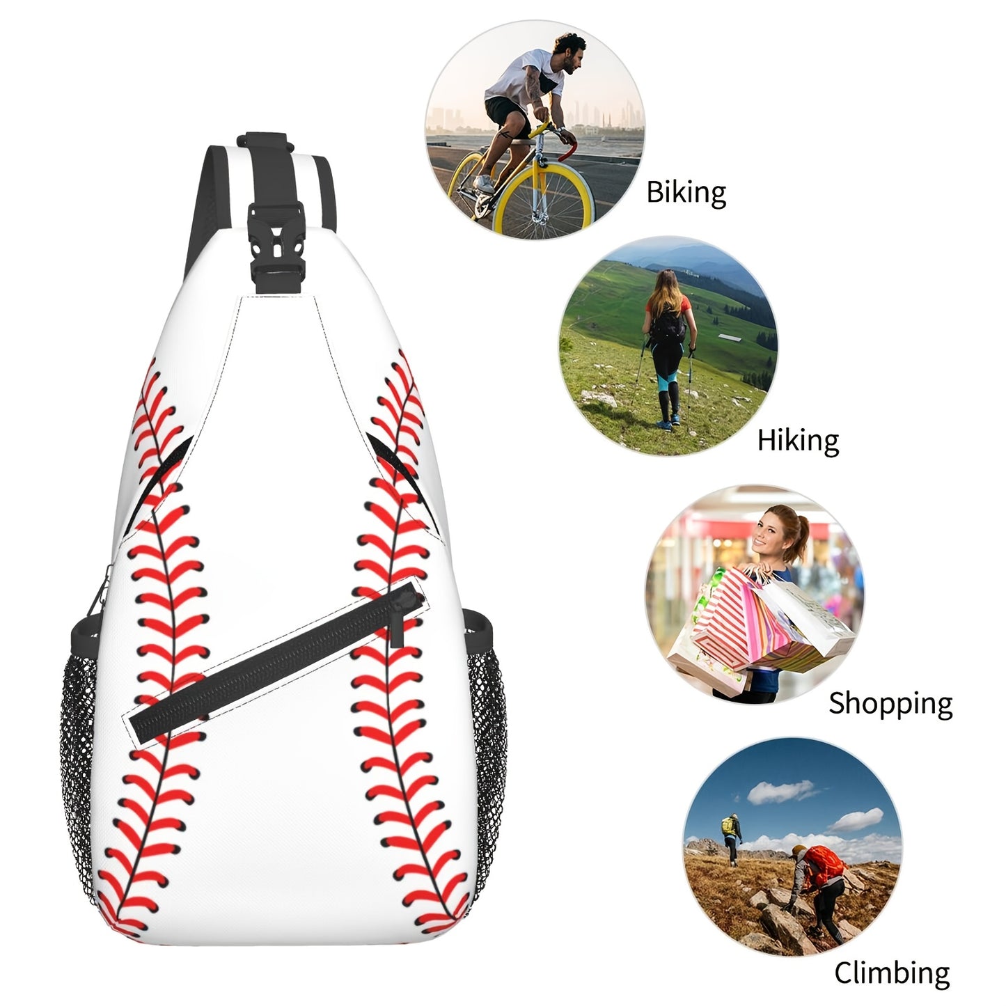 Baseball Sling Bag Crossbody Backpack for Men & Women - Sports Chest Shoulder Bag for Baseball Training, Game Day, Gym, Outdoor & Travel, Lightweight One Strap Daypack