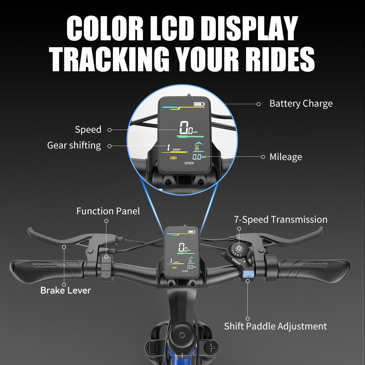 Electric Mountain Bike F26 749W Off-Road Ebike – 26" Tire 55-Mile Range 48V 10.5Ah Removable Battery, 27.9 MPH Top Speed, 7-Speed Disc Brake Beach Cruiser Electric Bicycle for Adults