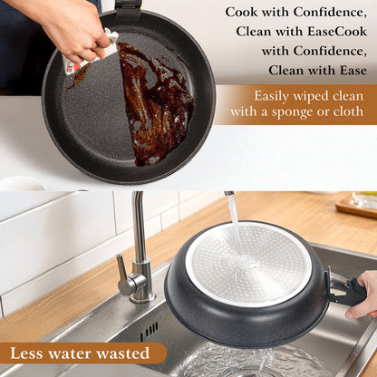 Nonstick Cookware Set 9-Piece with Detachable Handles - Stackable Induction Compatible Pots and Pans Set, Non-Stick Coating, Space-Saving Kitchen Cooking Set for Camping, RV & Small Kitchens