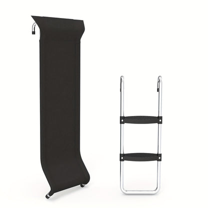 Trampoline Ladder & Slide Kit – 2-Step Wide Safety Ladder Stairs with Strong Tear-Resistant Slide for Trampolines, Ages 14+, PE & Galvanized Steel Construction