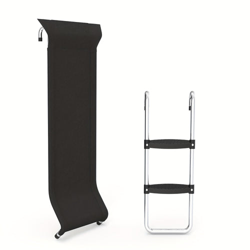 Trampoline Ladder & Slide Kit – 2-Step Wide Safety Ladder Stairs with Strong Tear-Resistant Slide for Trampolines, Ages 14+, PE & Galvanized Steel Construction