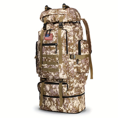 Tactical Backpack 100L Large Capacity Hiking Backpack Multiple Compartments Heavy Duty Ergonomic Straps for Camping Travel Trekking Backpacking Outdoor Adventures Jungle Green Black Army Green Gray Desert
