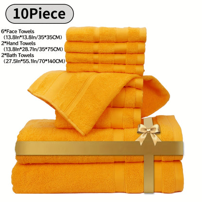 Cotton Bath Towel Set 6/10 Piece - 100% Pure Cotton Large Bath Towels for Women & Men, Highly Absorbent Quick Dry Spa Hotel Quality Towels for Bathroom, Bedroom, Gym, Pool & Travel, Soft Fluffy Luxury Towel Sets