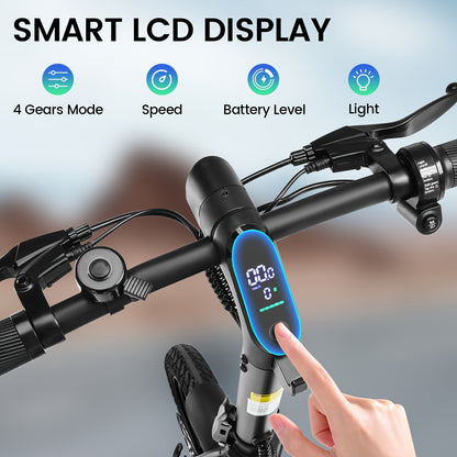 Folding Electric Bike 500W for Adults – 19.9MPH 25-Mile Range Commuter E-Bike with 36V 7.8Ah Removable Battery, LCD Display, Multi-Shock Absorption & Lightweight Durable Frame