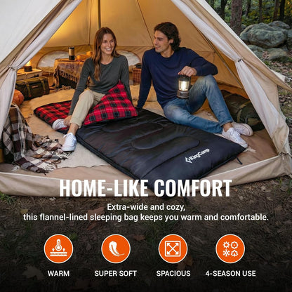 Wide Flannel Camping Sleeping Bag source view 50