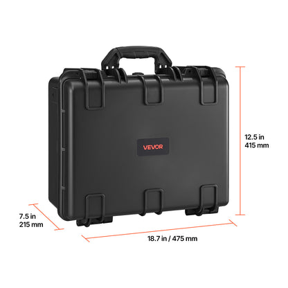 Hard Gun Case with Modular XPE Foam Interior – Heavy Duty Pistol Storage Box with Metal Hinges, 4 Lock Holes & Pressure Valve, Fits Glock & 6 Magazines, 18.7x12.5x7.5 in