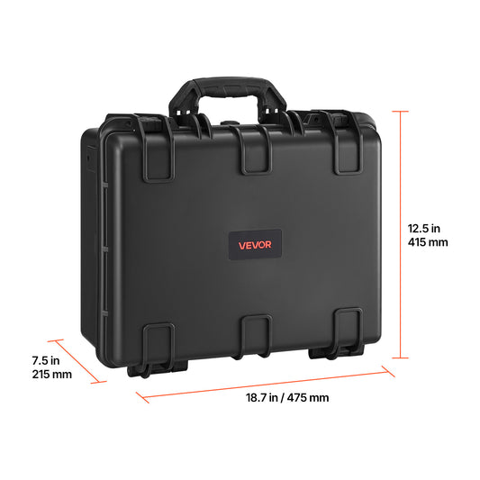 Hard Gun Case with Modular XPE Foam Interior – Heavy Duty Pistol Storage Box with Metal Hinges, 4 Lock Holes & Pressure Valve, Fits Glock & 6 Magazines, 18.7x12.5x7.5 in