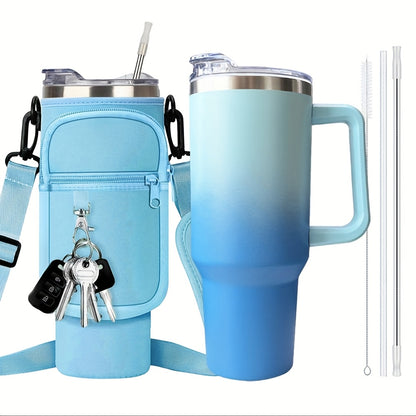 40oz Tumbler with Handle and Straw – Insulated Stainless Steel Water Bottle, Leak-Proof Lid, Cup Holder Friendly, 34H Cold / 8H Hot, Carrier Bag Included, Gift for Women & Men, 5 Colors (Sports, Gym, Travel)