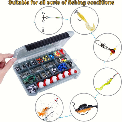 Fishing Accessories Kit 228 Piece Complete Fishing Set with Tackle Box Hooks Sinkers Swivels Lures Essential Gear for Freshwater Saltwater Anglers Gift for Men