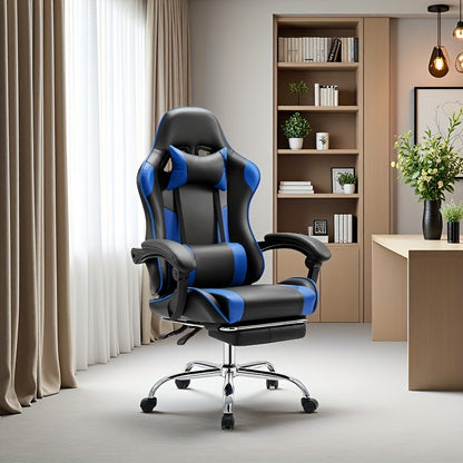 Ergonomic Gaming Chair with Rotating Armrest Lumbar Support & Headrest – Esports Racing Style Computer Office Chair with Footrest for Home Office Desk Work Study