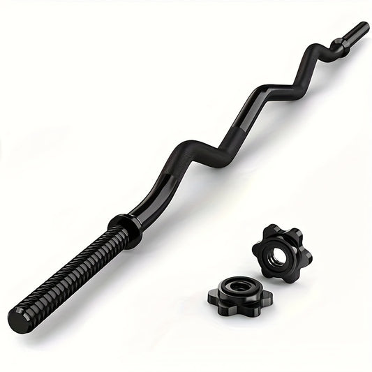 EZ Curl Bar 47" Olympic Barbell for Weightlifting Hip Thrusts Squats Lunges 1-Inch Weight Plates Home Gym with 2 Collars