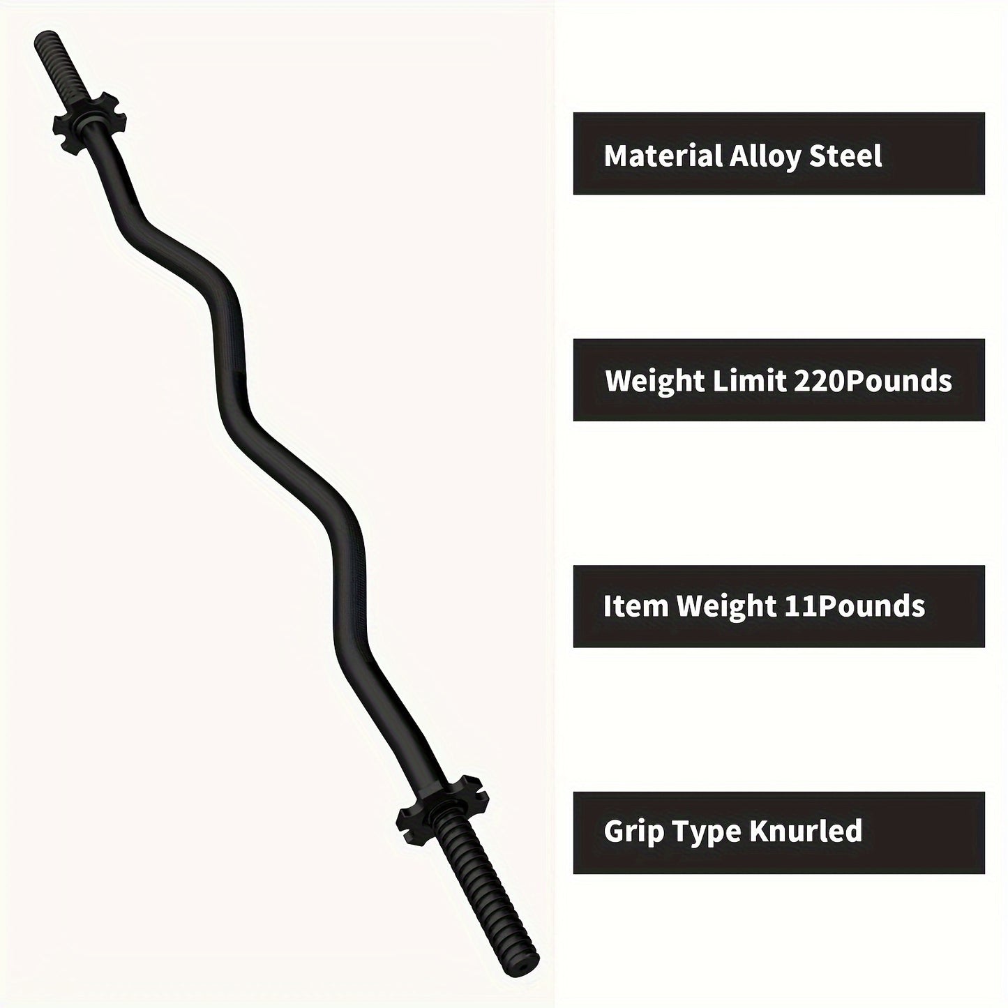 EZ Curl Bar 47" Olympic Barbell for Weightlifting Hip Thrusts Squats Lunges 1-Inch Weight Plates Home Gym with 2 Collars