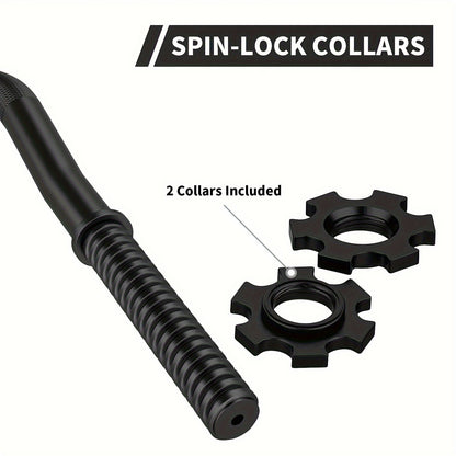 EZ Curl Bar 47" Olympic Barbell for Weightlifting Hip Thrusts Squats Lunges 1-Inch Weight Plates Home Gym with 2 Collars