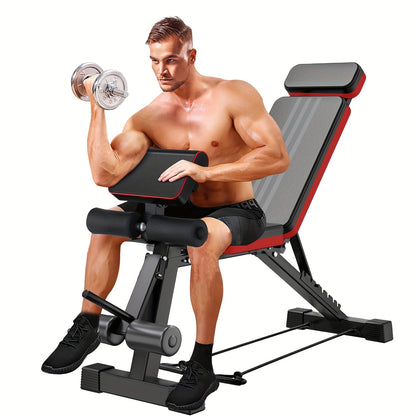 Adjustable Weight Bench – Foldable 14-in-1 Home Gym Dumbbell Bench, 1000 lbs Capacity, Roman Chair with Thick Cushion & Headrest