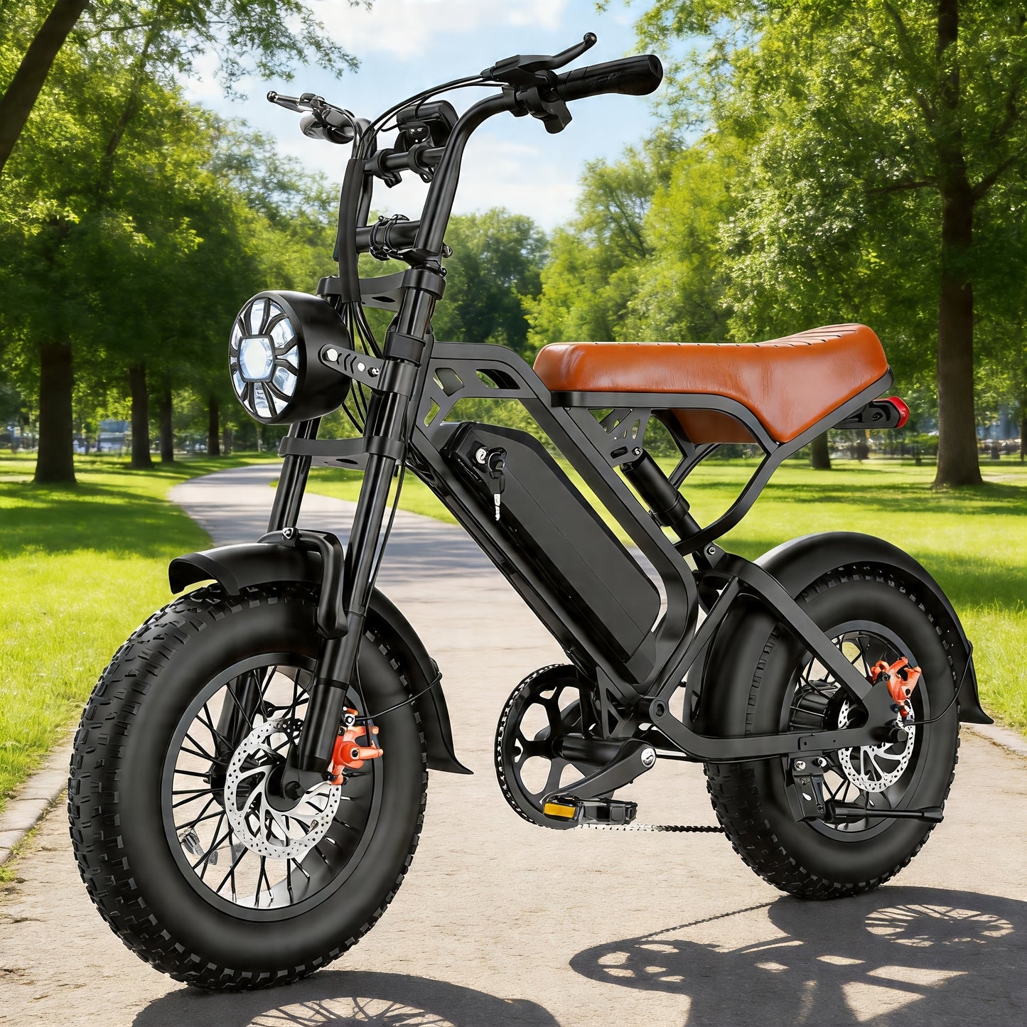 Fat Tire Electric Bike 16x4 Inch 749W Brushless Motor 48V All-Terrain E-Bike 27.9MPH 35-Mile Range 500LB Load Dual Disc Brakes LED Display 15/18/22Ah