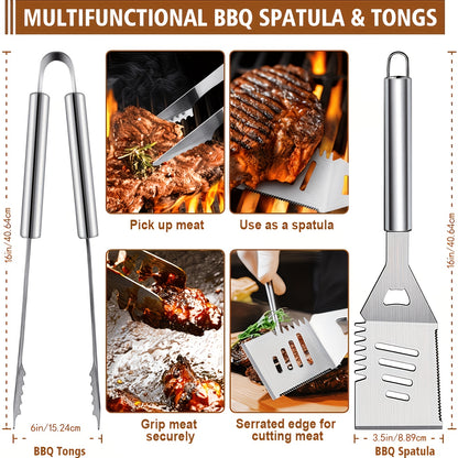 BBQ Griddle Tool Set with Aluminum Case, Oversized Spatula, Griddle Cover & Grill Scraper, Portable Outdoor Grilling Kit for Camping Parties Family Gatherings