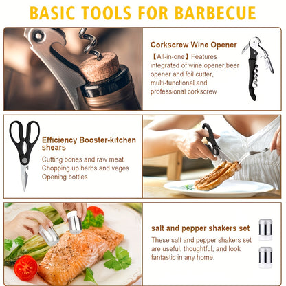 BBQ Griddle Tool Set with Aluminum Case, Oversized Spatula, Griddle Cover & Grill Scraper, Portable Outdoor Grilling Kit for Camping Parties Family Gatherings