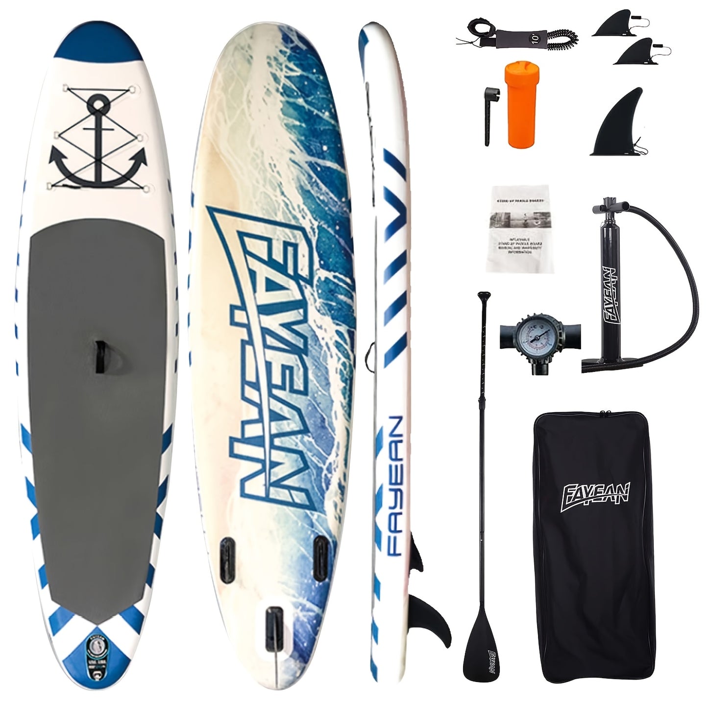 All-Around SUP Board 10.6ft Extra Wide Inflatable Paddle Board 400lbs Capacity with Accessories Safety Leash for Yoga Fishing Surfing All Skill Levels Family