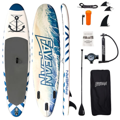 All-Around SUP Board 10.6ft Extra Wide Inflatable Paddle Board 400lbs Capacity with Accessories Safety Leash for Yoga Fishing Surfing All Skill Levels Family
