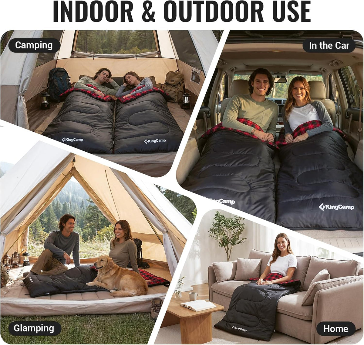 Wide Flannel Camping Sleeping Bag source view 57