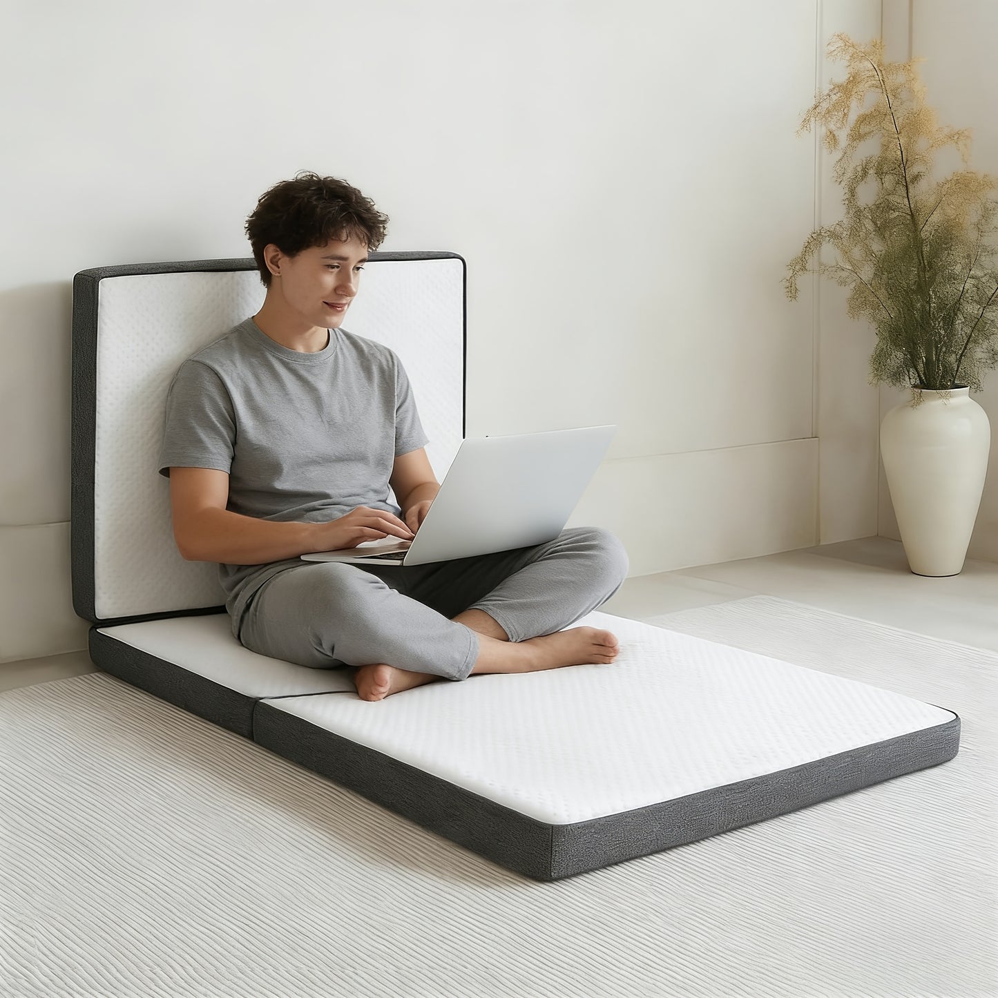 Folding Memory Foam Mattress Tri-Fold Portable Floor Bed with Washable Cover – 3/4/6 Inch Thick Foldable Sleeping Pad for Camping, Travel, Guest, Yoga – Twin, Single, Full, Queen Size Available