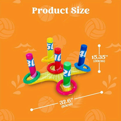 Inflatable Pool Toss Game Set – 2-in-1 Ring Toss & Cornhole Floating Swimming Pool Party Games for Kids & Adults