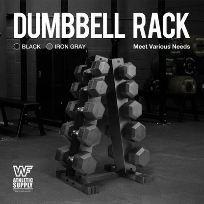 Dumbbell Rack A-Frame 5-Tier Heavy Duty Weight Storage Stand – Space-Saving Vertical Dumbbell Holder for Home Gym, Holds 5-25LB Hex & Rubber Dumbbells