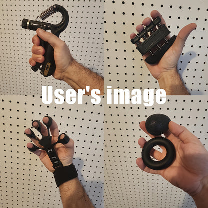 Grip Strengthener Set 5pcs - Adjustable Hand Grip Trainer with Counting, Finger Exerciser, Finger Stretcher, Forearm Workout Ring & Hand Exercise Ball for Rock Climbing, Tennis, Guitar, Rehab